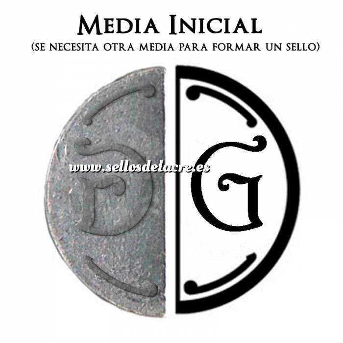 Imagen 2 Iniciales intercambiables Placa Media Inicial G para sello vacío de lacre (Últimas Unidades) 