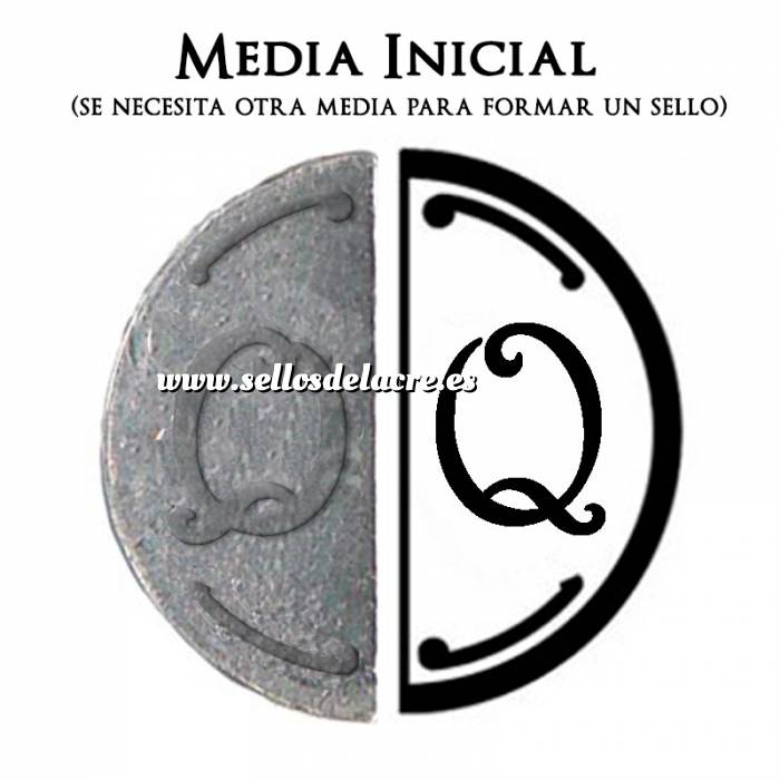 Imagen 2 Iniciales intercambiables Placa Media Inicial Q para sello vacío de lacre (Últimas Unidades) 